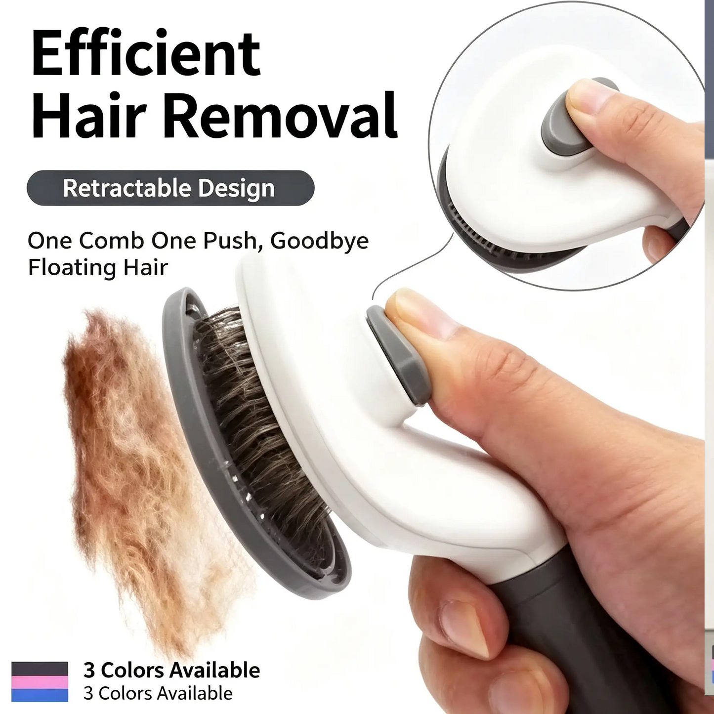 One Click Self-Clean Slicker Brush for Dogs & Cats Grooming