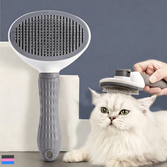 One Click Self-Clean Slicker Brush for Dogs & Cats Grooming
