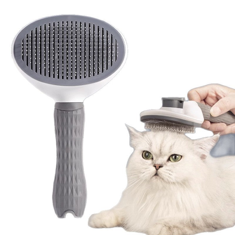 One Click Self-Clean Slicker Brush for Dogs & Cats Grooming